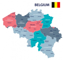  Magnetic map of Belgium, illustrated, colored