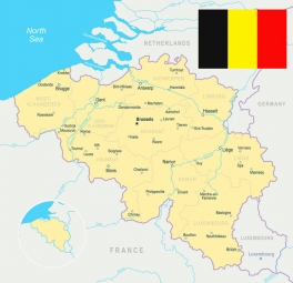  Magnetic map of Belgium, illustrated, colored