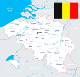  Magnetic map of Belgium, illustrated, colored