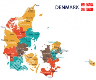  Magnetic map of Denmark, illustrated, colored