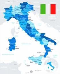  Magnetic map of Italy, illustrated, blue