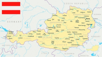  Magnetic map of Austria, illustrated, colored