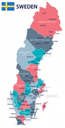  Magnetic map of Sweden, illustrated, colored