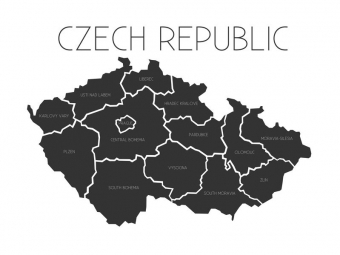  Magnetic map of Czechia, administrative, grey