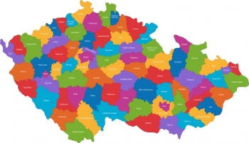 Magnetic map of Czechia, administrative, colored