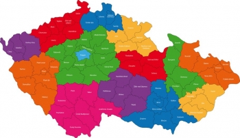  Magnetic map of Czechia, administrative, colored