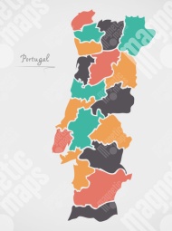  Magnetic map of Portugal, illustrated, colored