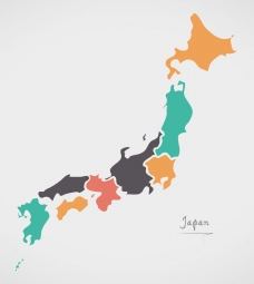  Magnetic map of Japan, illustrated, colored