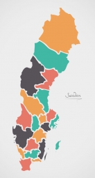 Magnetic map of Sweden, illustrated, colored