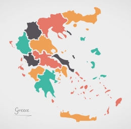  Magnetic map of Greece, illustrated, colored