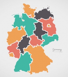  Magnetic map of Germany, illustrated, colored