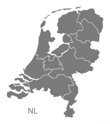 Magnetic map of Netherlands, illustrated, grey
