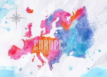  Magnetic map of Europe, watercolor, colored