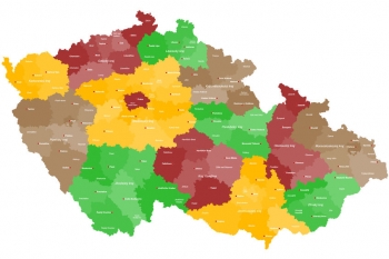  Magnetic map of Czechia, administrative, colored