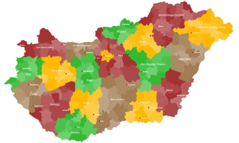  Magnetic map of Hungary, administrative, colored
