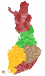  Magnetic map of Finland, administrative, colored
