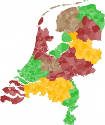  Magnetic map of Netherlands, administrative, colored