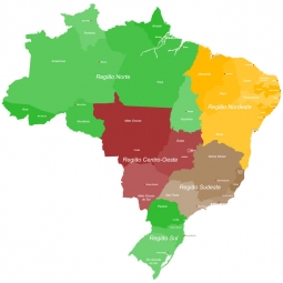  Magnetic map of Brazil, administrative, colored