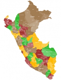  Magnetic map of Peru, administrative, colored