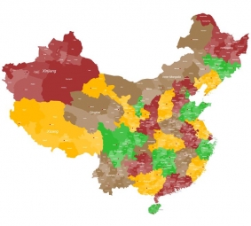  Magnetic map of China, administrative, colored