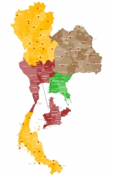  Magnetic map of Thailand, administrative, colored