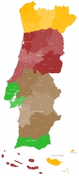  Magnetic map of Portugal, administrative, colored