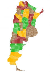  Magnetic map of Argentina, administrative, colored