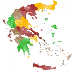  Magnetic map of Greece, administrative, colored