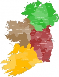  Magnetic map of Ireland, administrative, colored