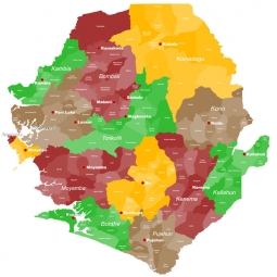  Magnetic map of Sierra Leone, administrative, colored