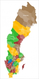  Magnetic map of Sweden, administrative, colored