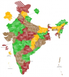  Magnetic map of India, administrative, colored