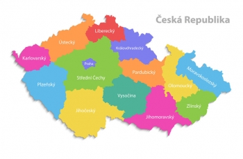  Magnetic map of Czechia, administrative, colored